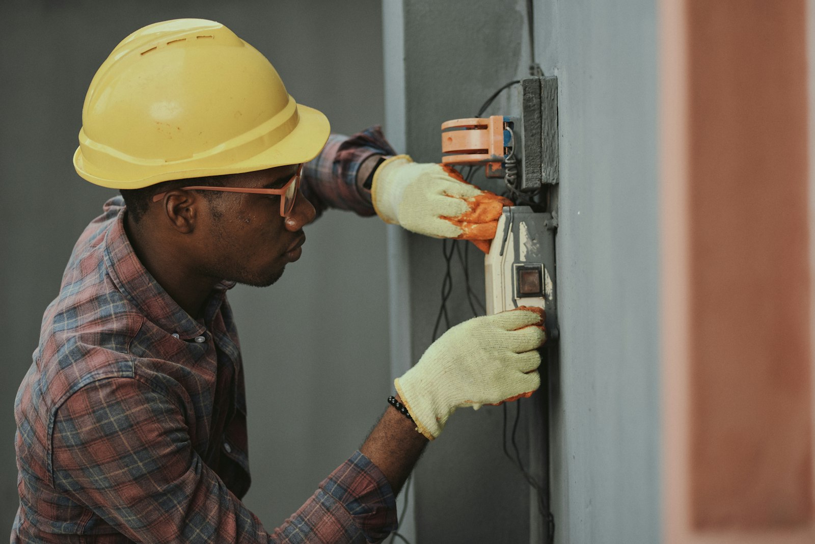 Electrician working on a wiring installation