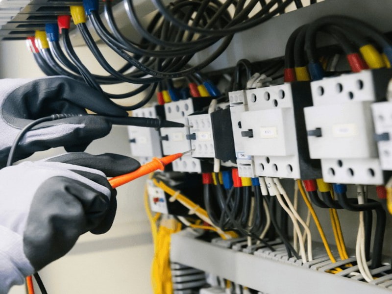 Electrician testing a circuit