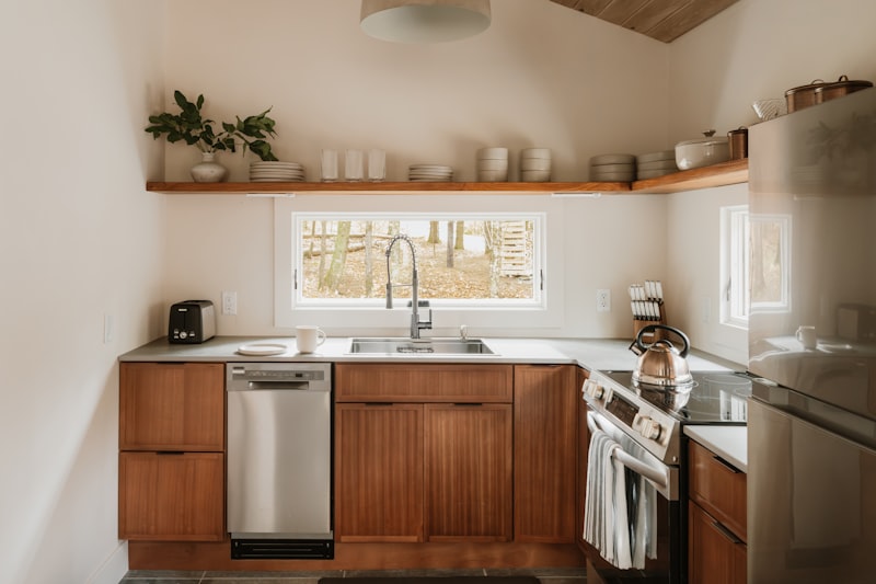 A fitted wooden kitchen